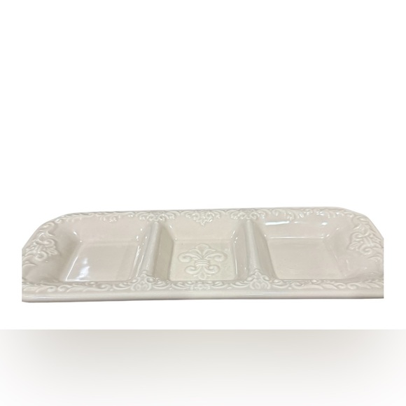 Drake Other - Drake Cream Ceramic Divided Serving Tray and coasters with stand